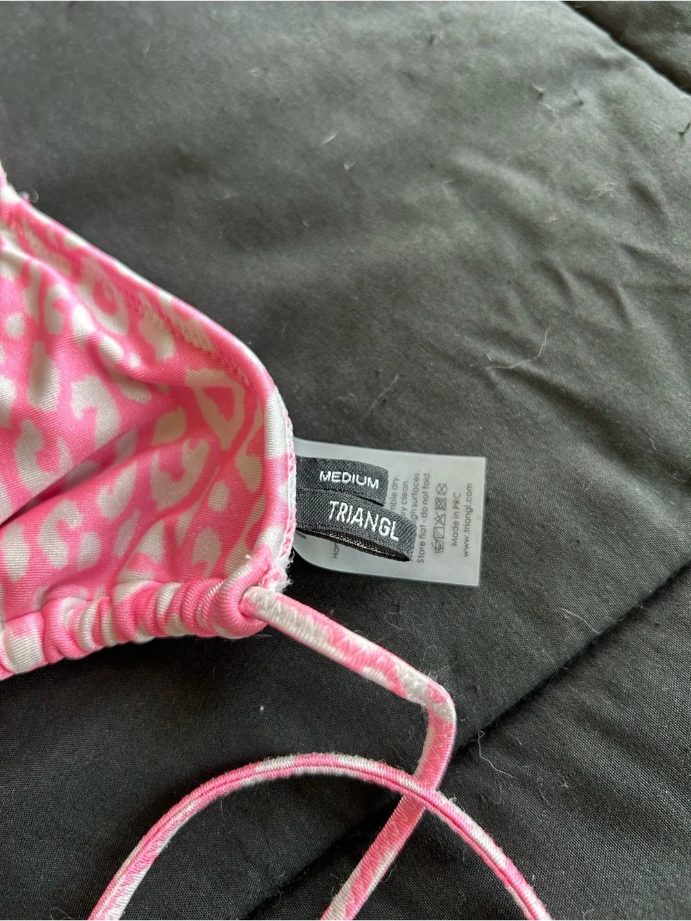 triangl swimwear Pink Leopard Print Triangle Bikini Top and Bottoms